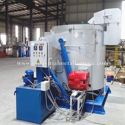 खरीदें 1000KG Cast Iron Crucible Natural Gas Zinc Dross Metal Melting Furnace Hydraulic Tilting online manufacture