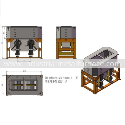 90KW 2 कक्ष औद्योगिक गुरुत्वाकर्षण कास्टिंग धातु पिघलने तांबे के लिए प्रेरण भट्ठी